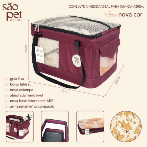Bolsa Aerial - modelo LT - Bordô - 40X28X25 cm