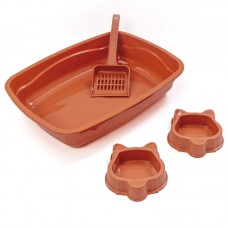 733-3 - KITCAT BANDEJA HIGIÊNICA REDONDA SEM BORDA, 2 COMEDOUROS E PA HIGIÊNICA