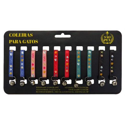 DISPLAY 10 COLEIRAS ELAST GATO 10X250MM*
